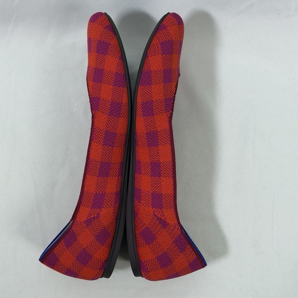 Rothys Size-10 Women Ballet Flat The Square Pomegranate Gingham Orange Plaid - Picture 9 of 10